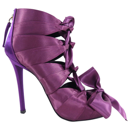 Roger Viver Purple Satin Ribbon High Heels - 7.5