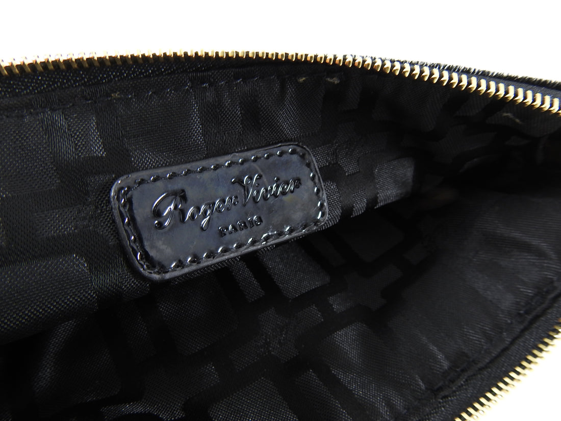 Roger Vivier Black Velvet Embroidered Mini Pouch Bag