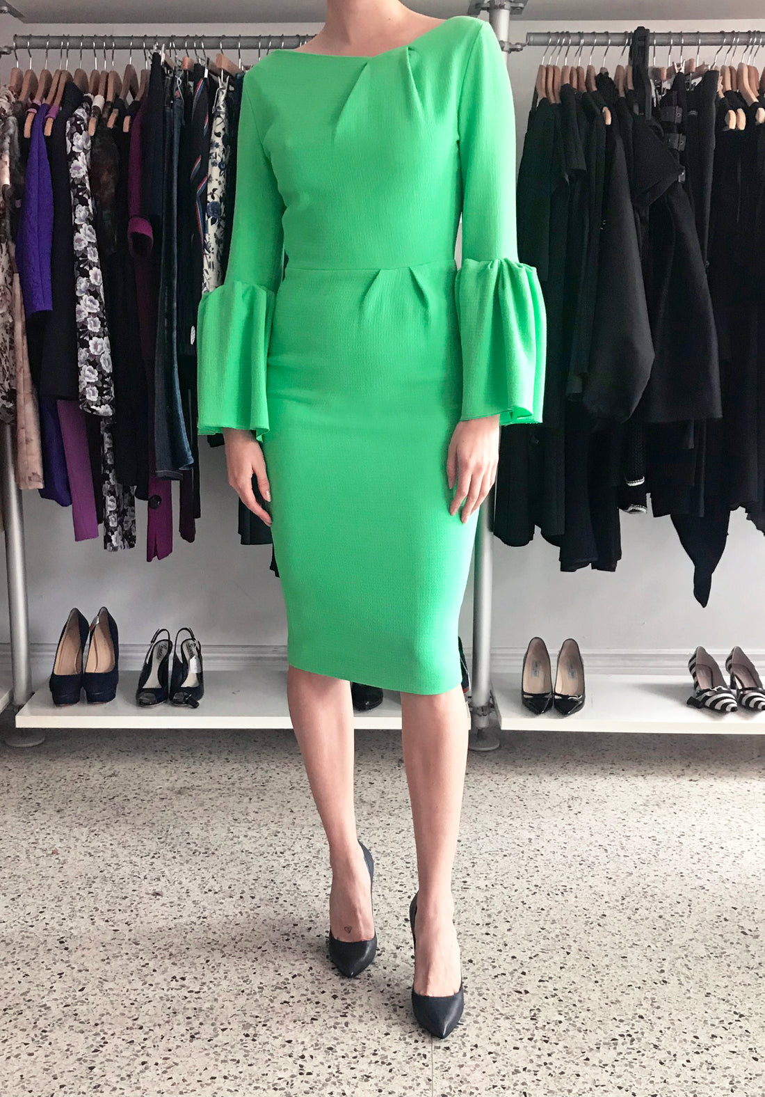 Roksanda Ilincic Margot Lantern sleeve Lime Green Wool Cocktail Dress I MISS YOU VINTAGE Roksanda Ilincic Margot Lantern sleeve Lime Green Wool Cocktail Dress I MISS YOU VINTAGE