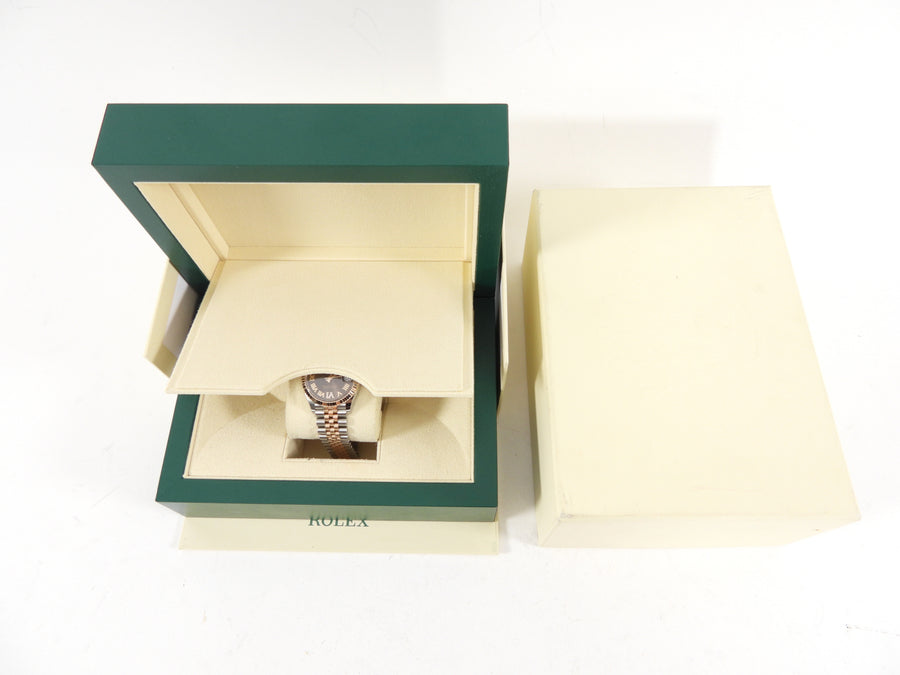 Rolex Two Tone 18k Rose Gold Chocolate Diamond Date Just 31mm Watch