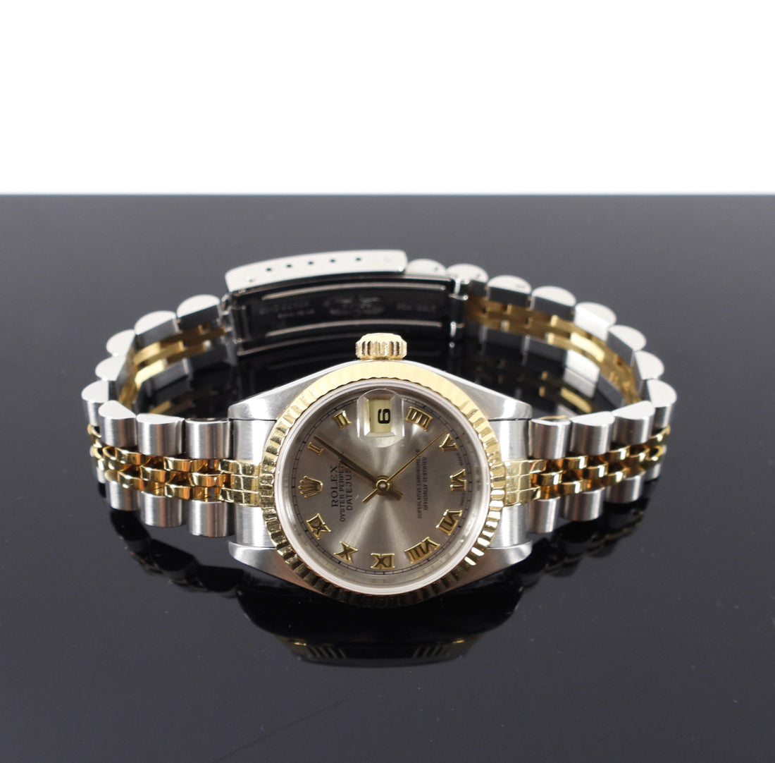Rolex Lady Datejust 2 Tone 26mm Roman Numeral Watch 69173