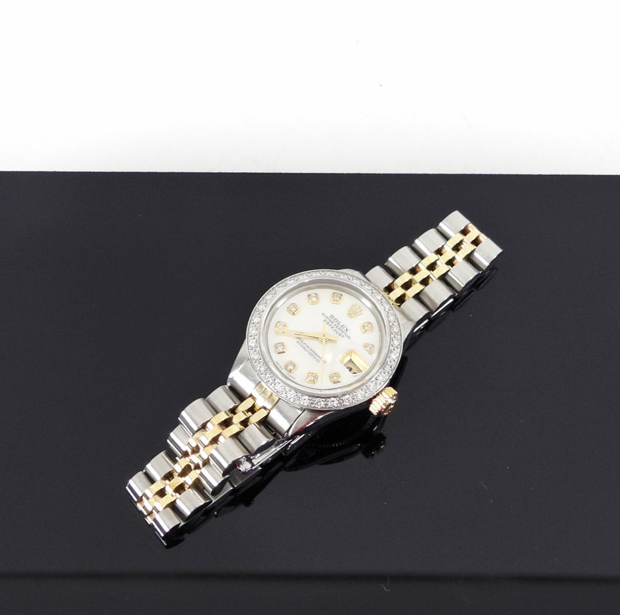 Rolex Vintage 1969 Two Tone Date Just Diamond Jubilee MOP 26mm Ladies Watch