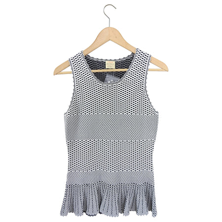 Torn by Ronny Kobo Black White Stretch Knit Peplum Top - L