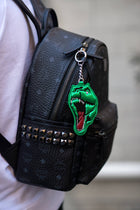 Saint Laurent Paris Green T-Rex Dino Leather Keychain