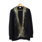 Saint Laurent Black Wool-Blend Gold Sequin Cardigan - Small