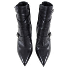 Saint Laurent Black Pointy Ankle Boots with Buckles - 40