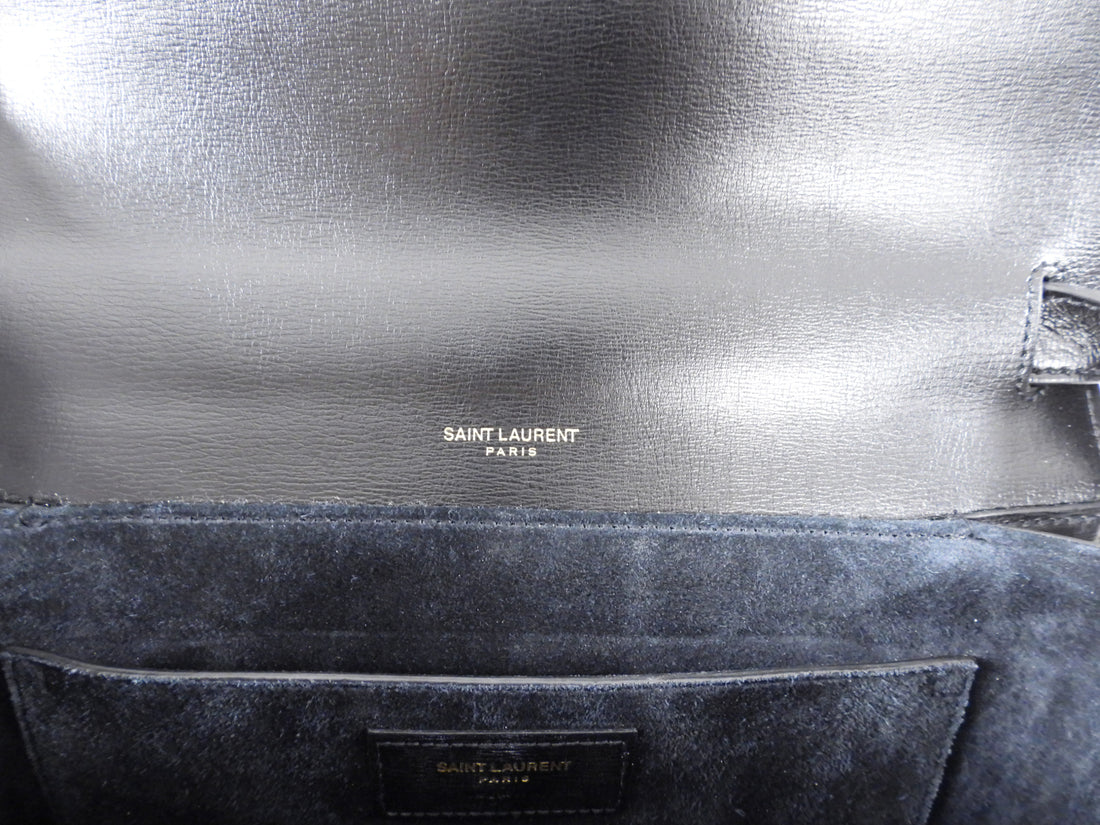 Saint Laurent Black Leather and Suede Bellechasse Crossbody Bag