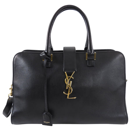Saint Laurent Black Cabas Chyc Monogram 2-Way Bag