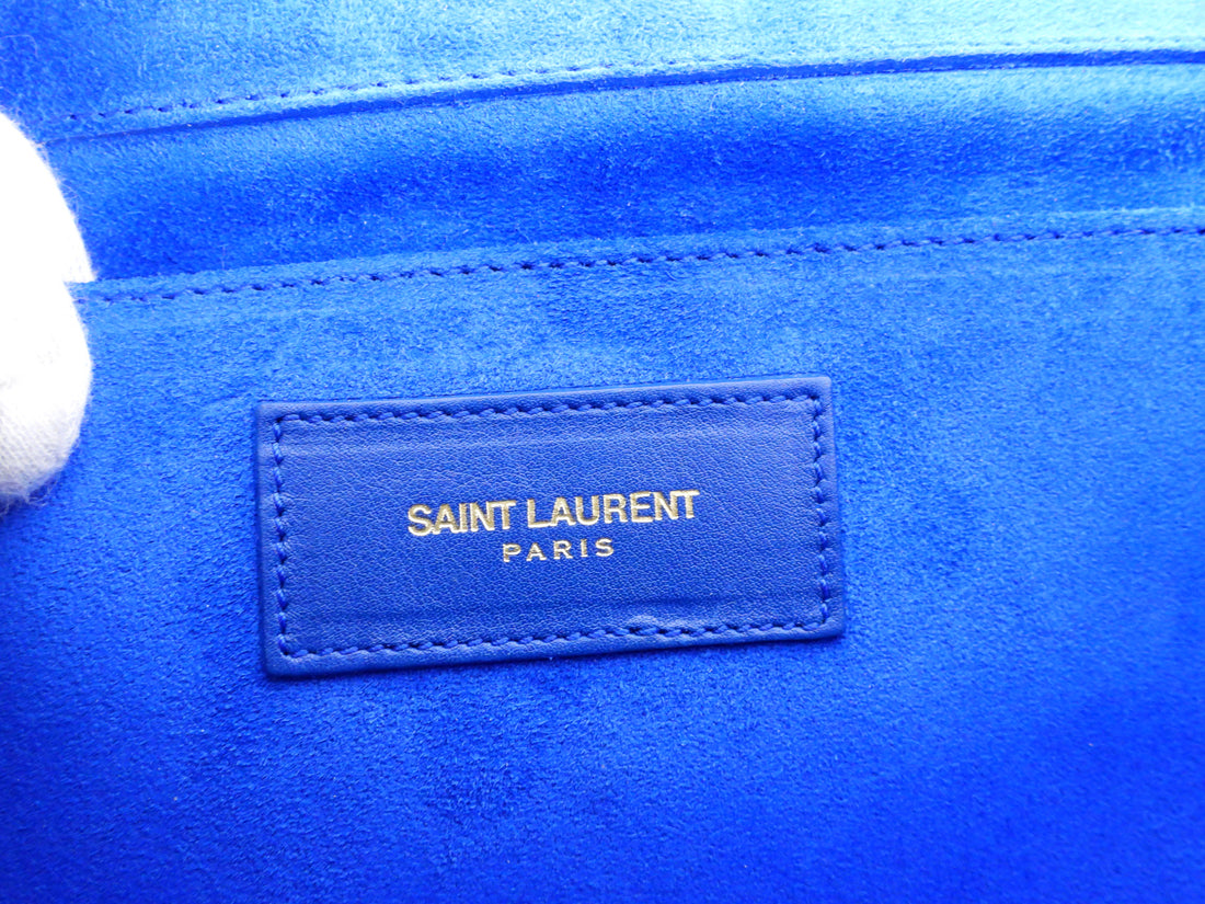 YSL Saint Laurent Electric Blue Classic Y Ligne Clutch Bag