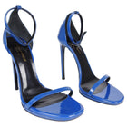 Saint Laurent Blue Patent Leather Jane Sandals - 39 / 8.5