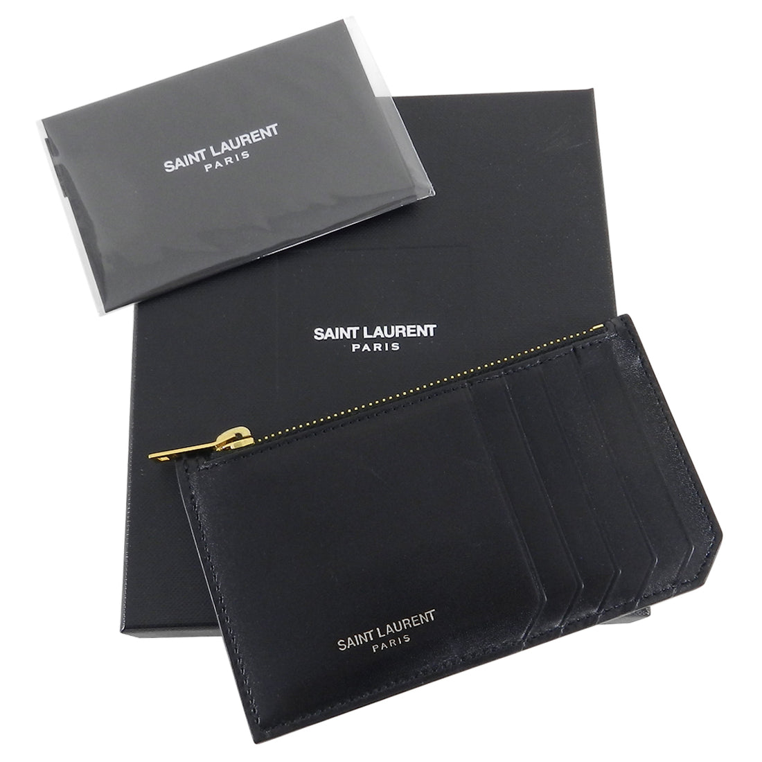 Saint Laurent Fragments Zipped Cardholder - Black