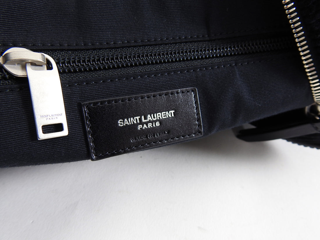 Saint Laurent Black Corduroy Andy Duffle Weekender Bag