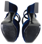 Saint Laurent Blue Velvet Debbie Platform Sandals - 39.5