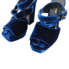 Saint Laurent Blue Velvet Debbie Platform Sandals - 39.5