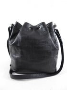 Saint Laurent Medium Black Croc Embossed Emanuelle Bucket Bag