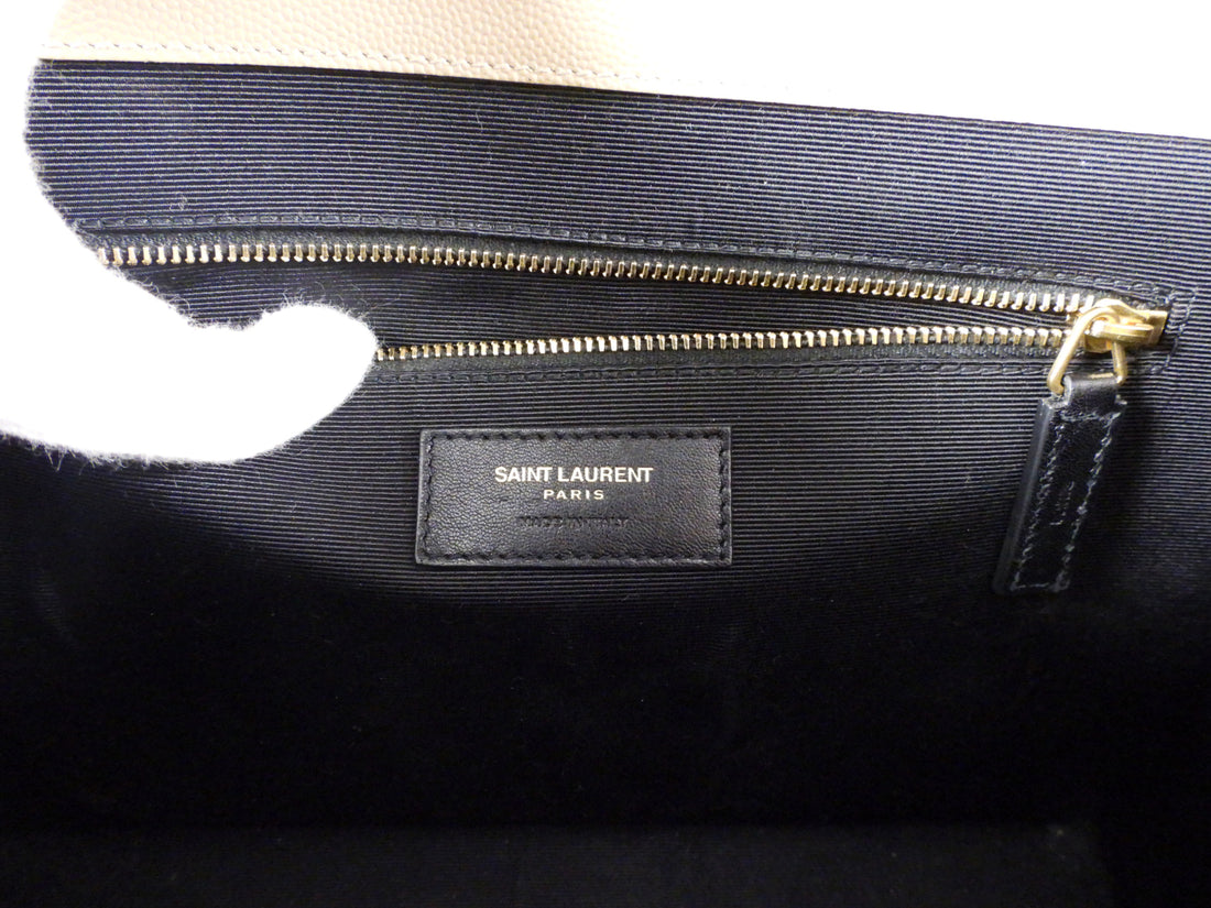 Saint Laurent Large Beige Chevron Envelope Flap Bag