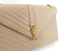 Saint Laurent Large Beige Chevron Envelope Flap Bag