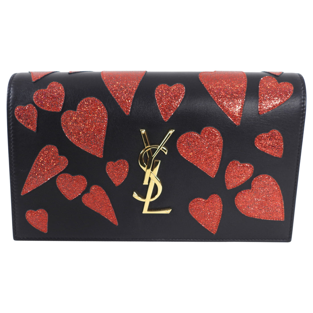 Saint Laurent Red Heart Patch Kate Clutch Bag