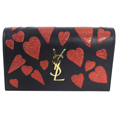 Saint Laurent Red Heart Patch Kate Clutch Bag