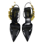 Saint Laurent Black Patent Edie 110 Gold Leaf Heels - 40