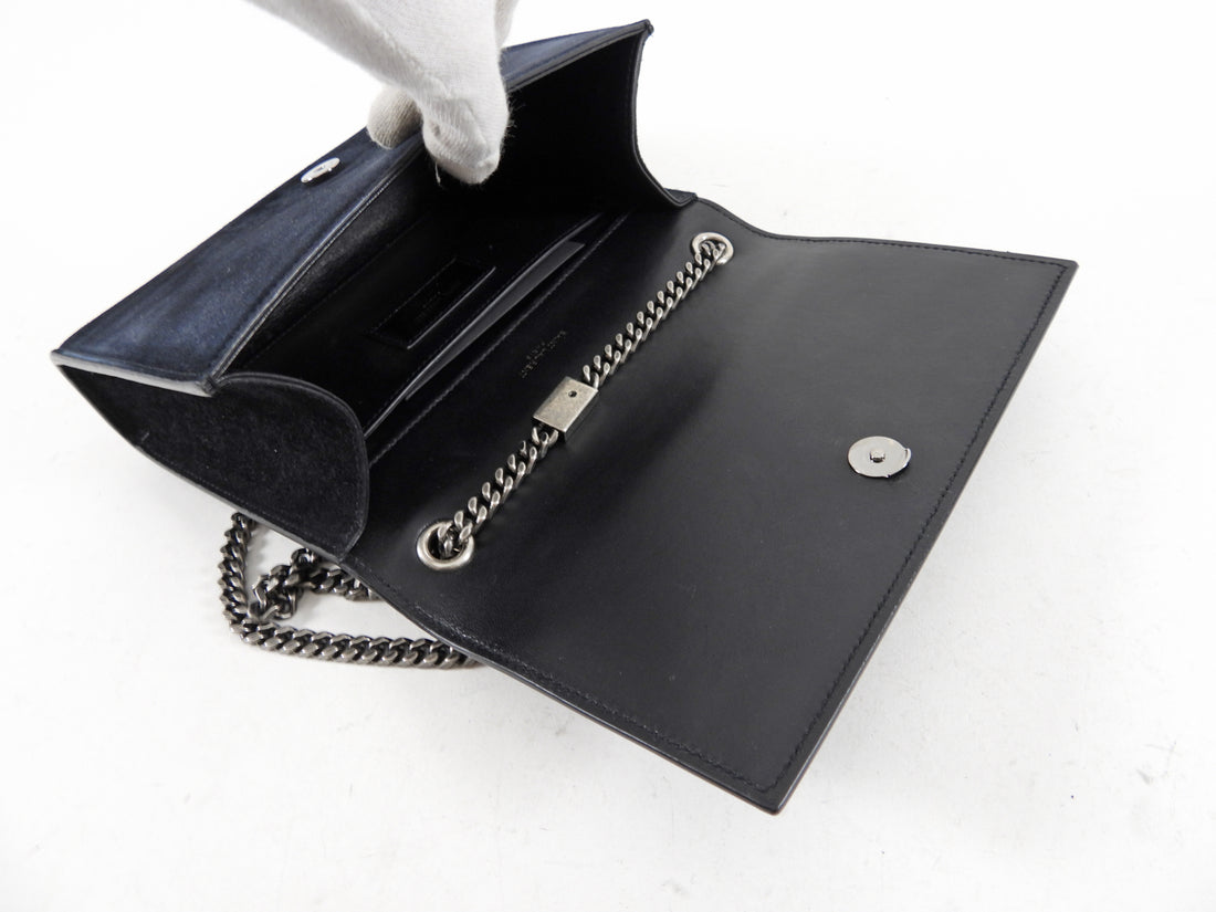 Saint Laurent Stone Studded Black Suede Small Kate Bag