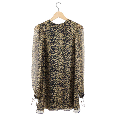 Saint Laurent Silk Chiffon Leopard Silk Shift Dress - FR36 / 2/4