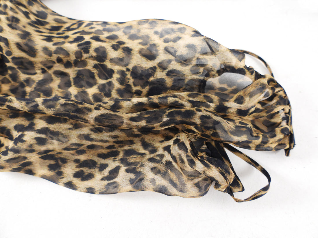 Saint Laurent Silk Chiffon Leopard Silk Shift Dress - FR36 / 2/4