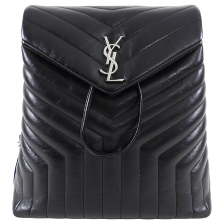 Saint Laurent Black Leather Lou Lou Quilted Backpack