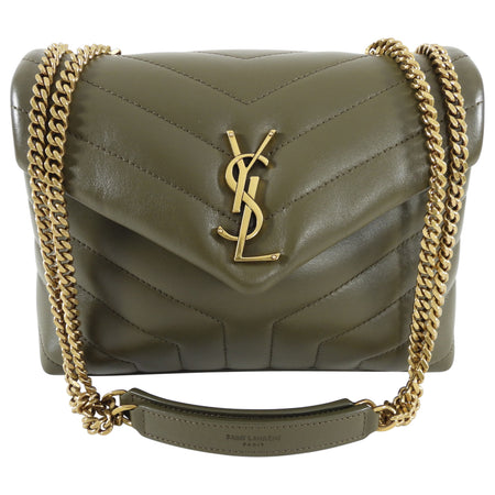 Saint Laurent Olive Green Small Lou Lou Shoulder Bag