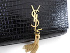 Saint Laurent Black Embossed Kate Chain Tassel Medium Shoulder Bag