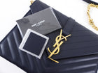 Saint Laurent Midnight Navy Chevron Medium Envelope Chain Bag