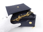 Saint Laurent Midnight Navy Chevron Medium Envelope Chain Bag