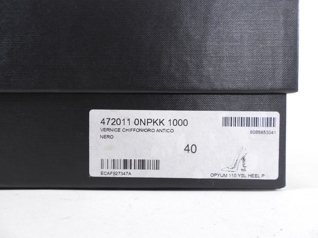 Saint Laurent Black Patent Opyum Logo Heel Pumps - 40 / 9.5