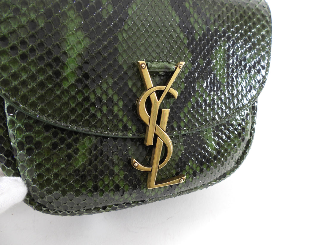 Saint Laurent Green Python Small Kaia Crossbody Bag