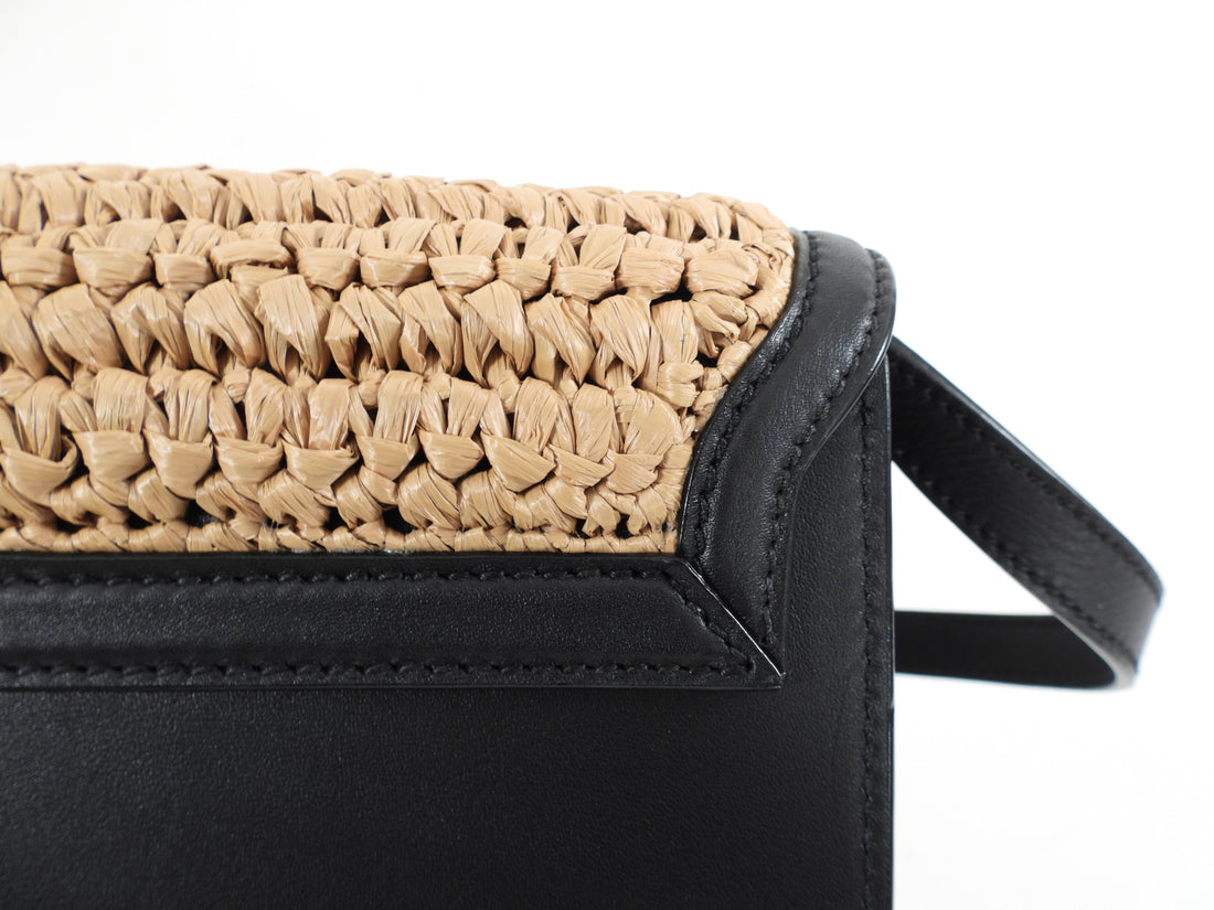 Saint Laurent Kaia Medium Raffia And Leather Shoulder Bag in Natural