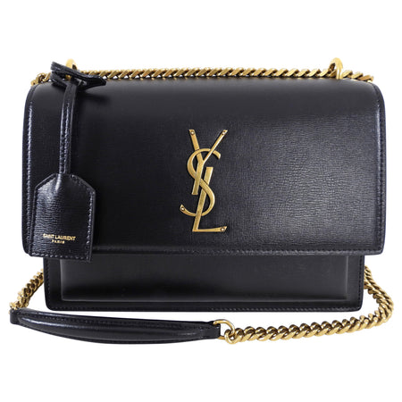 Saint Laurent Black Leather Medium Sunset Chain Shoulder Bag