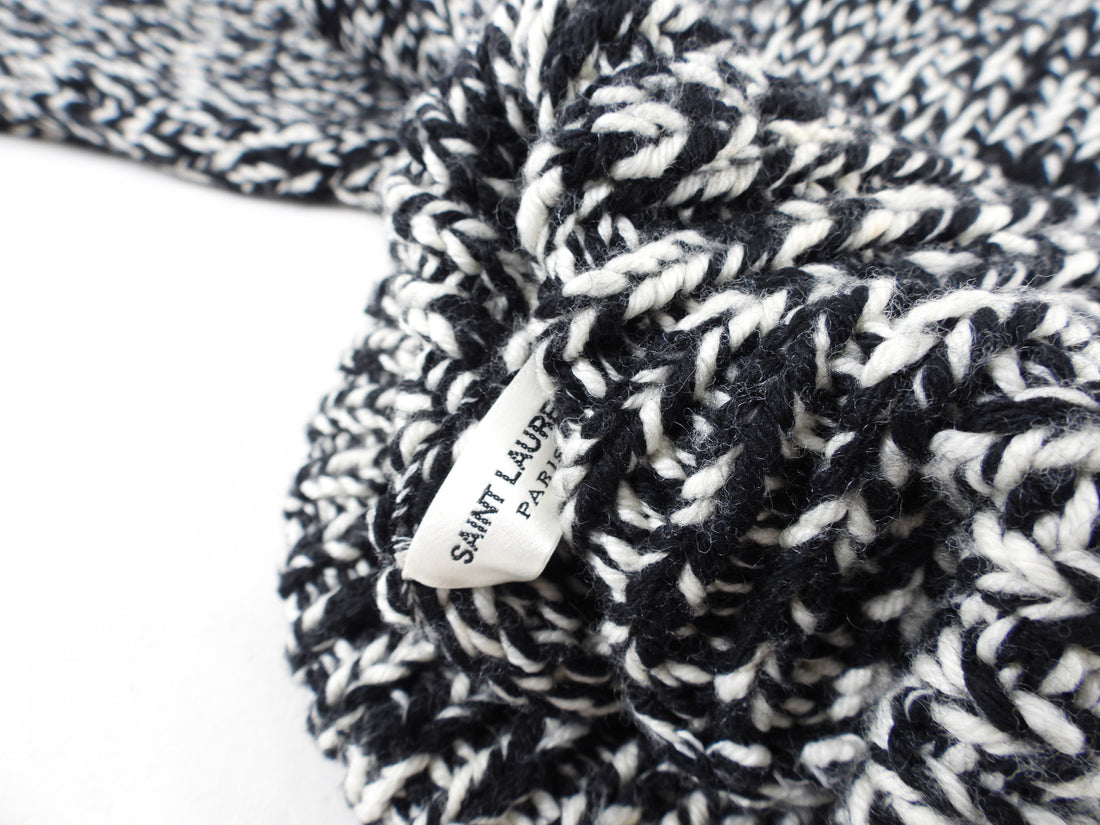 Saint Laurent Oversized Black White Knit Sweater - M