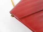 Saint Laurent Red Chevron Monogramme Chain Wallet