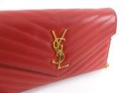 Saint Laurent Red Chevron Monogramme Chain Wallet