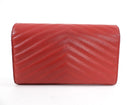 Saint Laurent Red Chevron Monogramme Chain Wallet