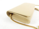 Saint Laurent Beige Smooth Leather Wallet on Chain