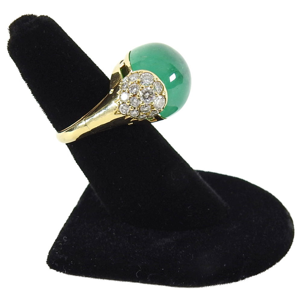 Seaman Schepps 18k Gold Emerald Diamond Gold Ball Cocktail Ring