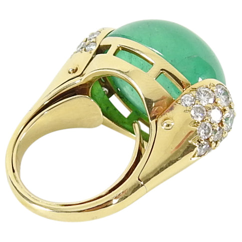 Seaman Schepps 18k Gold Emerald Diamond Gold Ball Cocktail Ring