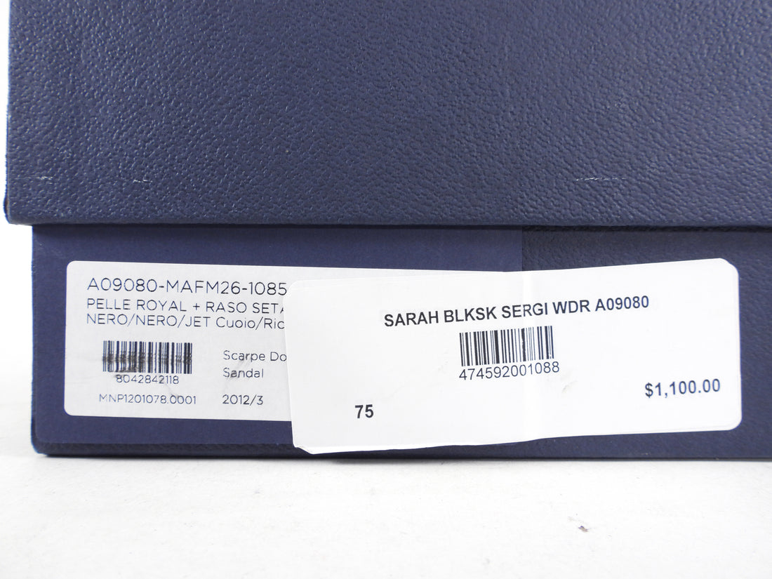 Sergio Rossi Black Satin Scalloped Sarah Strass Platform Heels - 37.5 / 7.5