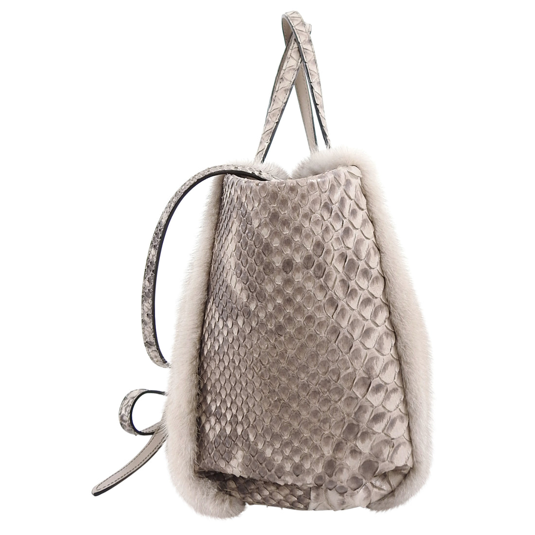 Silvano Biagini Grey Mink Fur and Python Small Crossbody Tote Bag – I ...