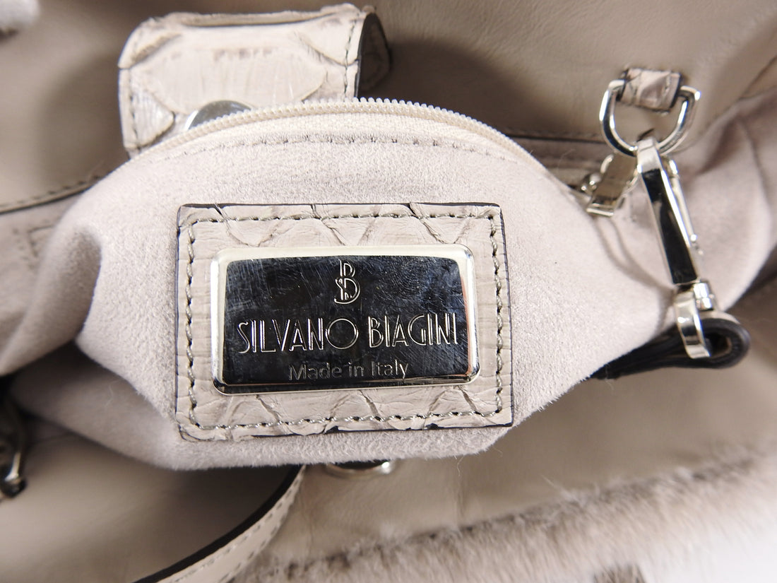 Silvano Biagini Grey Mink Fur and Python Small Crossbody Tote Bag – I ...