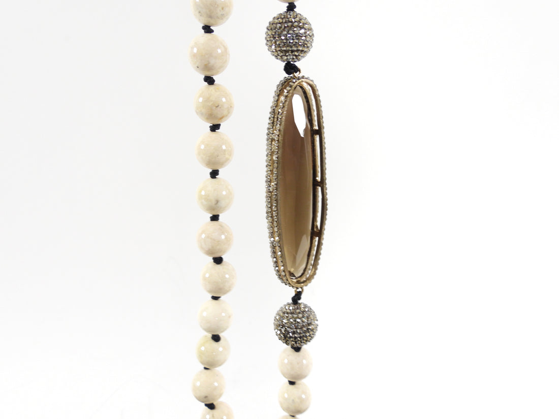 Roni Blanchay Smoky Quartz and Marcasite Bead Necklace