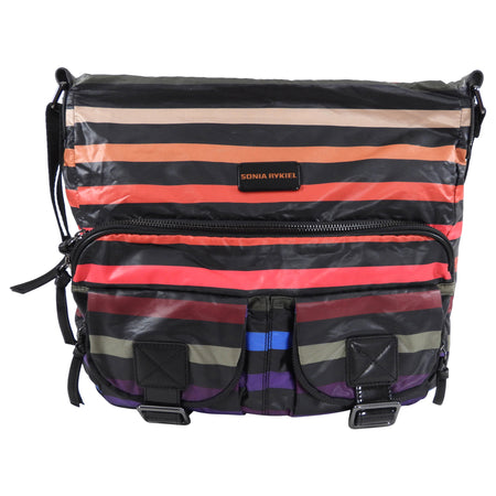 Sonia Rykiel Zip top Stripe Crossbody Messenger Bag