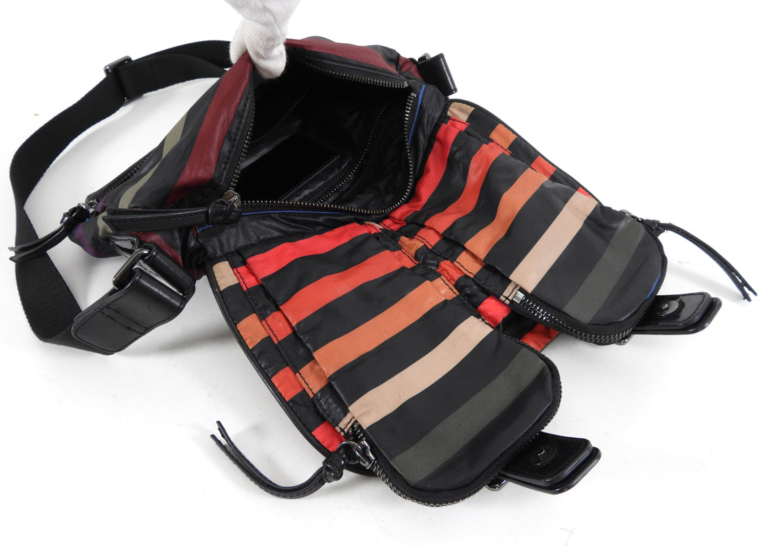 Sonia Rykiel Nylon Stripe Small Crossbody Messenger Bag