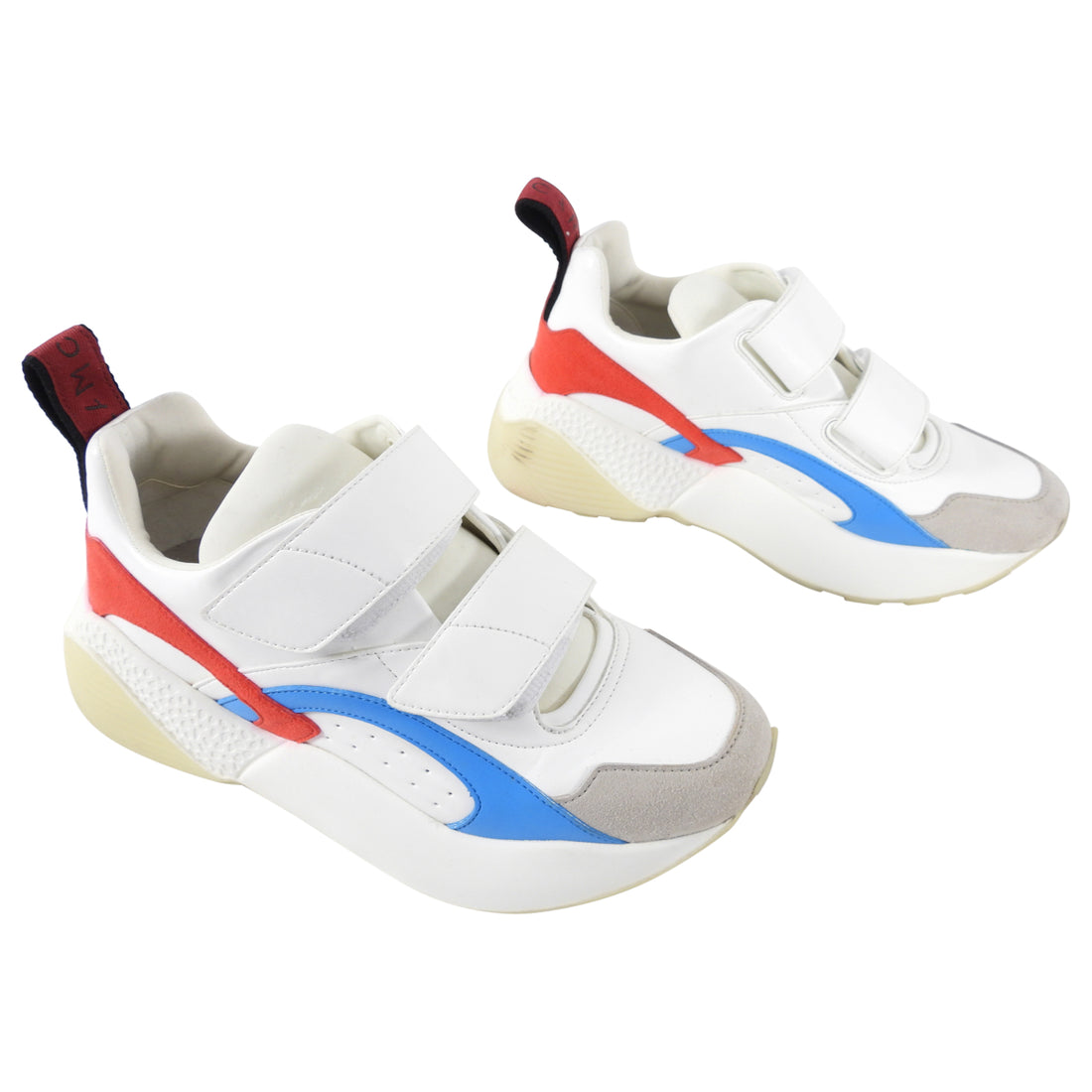 Stella McCartney White, Red, Blue Chunky Sneakers - USA 6.5